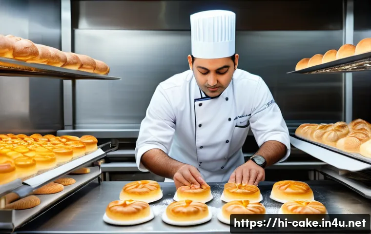 제과 자격증 취득자의 연봉 통계 - A professional bakery kitchen scene in a metropolitan Indian city, featuring a skilled male bakery c...