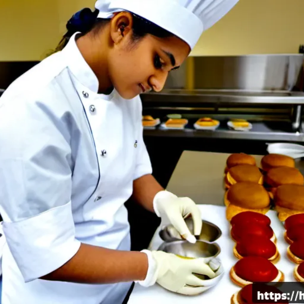 제과 자격증 준비 중 알아야 할 꿀팁 - Photorealistic Indian culinary student preparing for a pastry certification exam in a professional t...